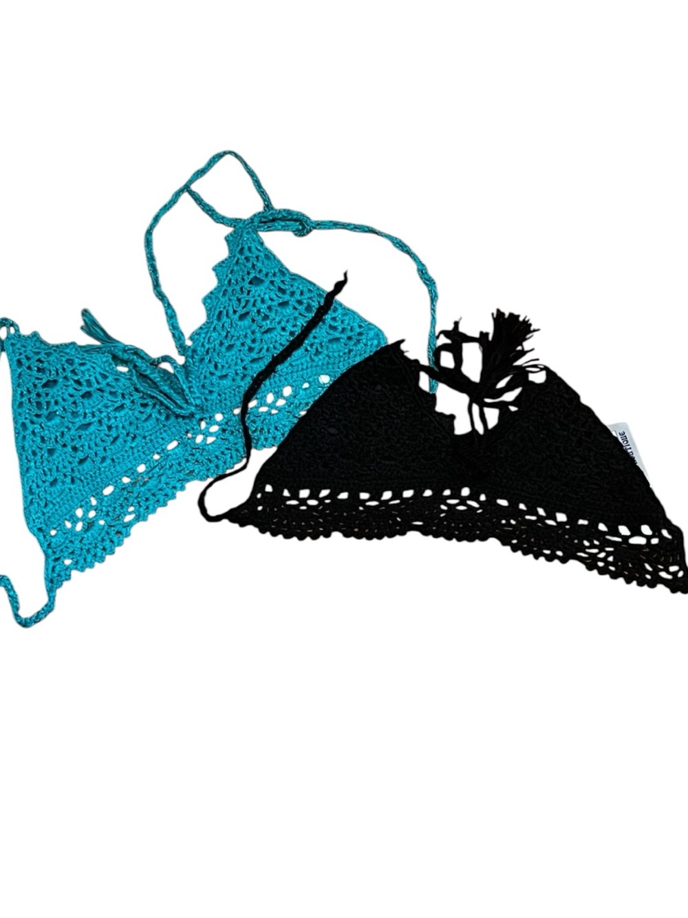 Bundle of Crochet Triangle summer Tops - Teal & Black NWT